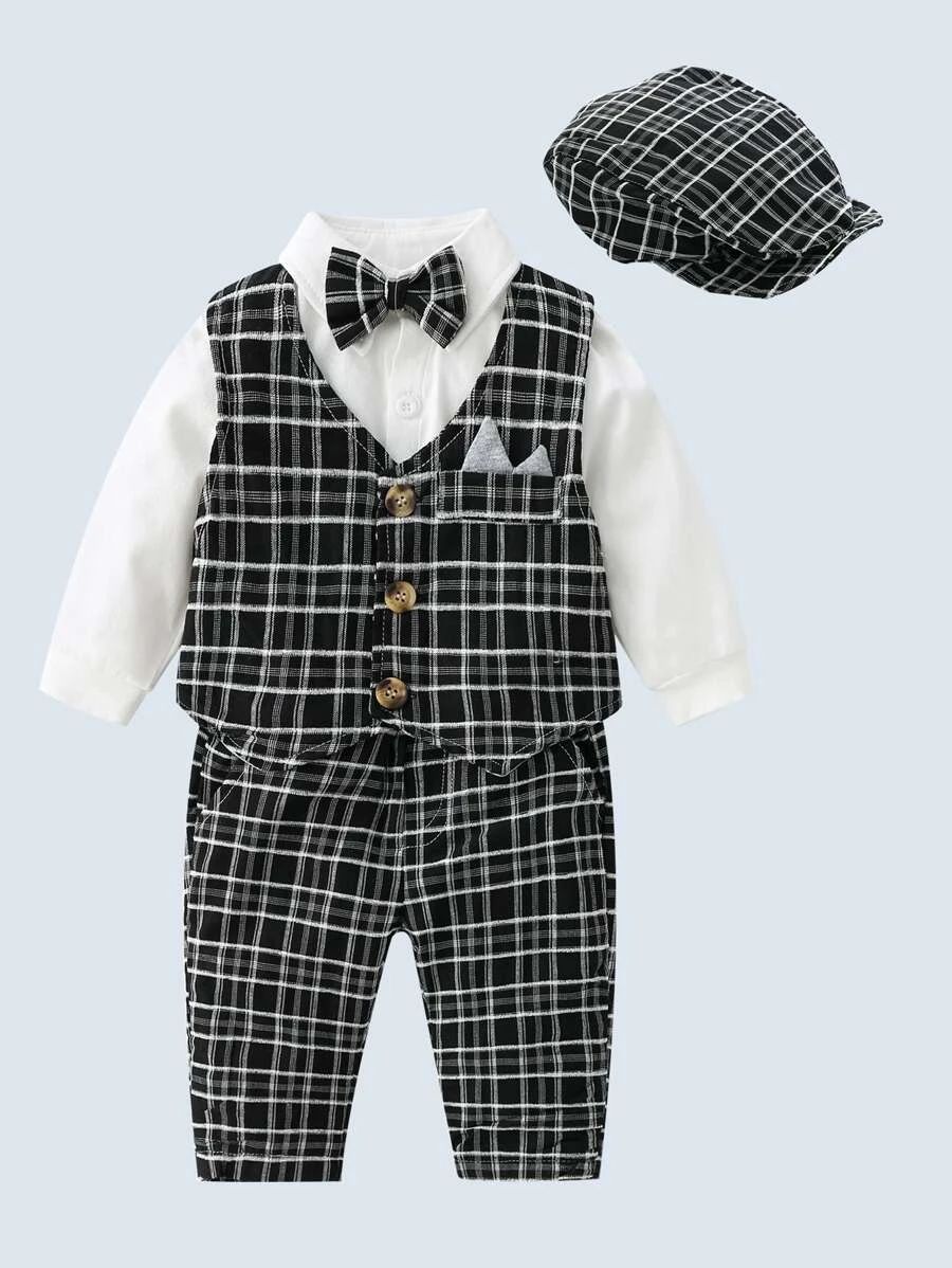 Black & White Checked Baby Formal Set