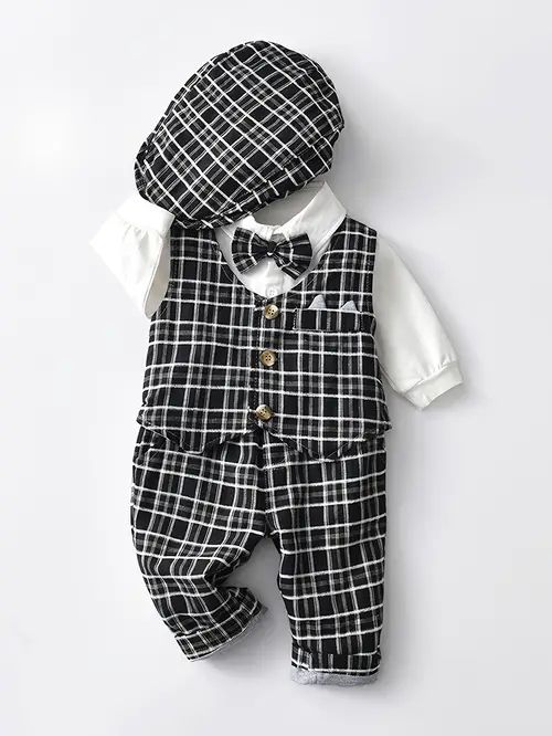 Black & White Checked Baby Formal Set