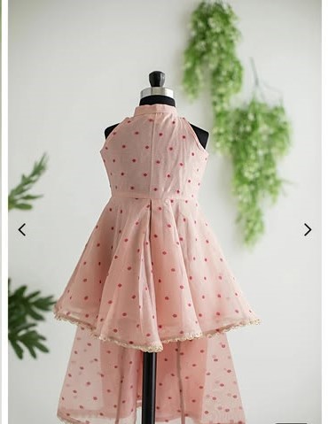 Peach Polka Anarkali Sharara Set