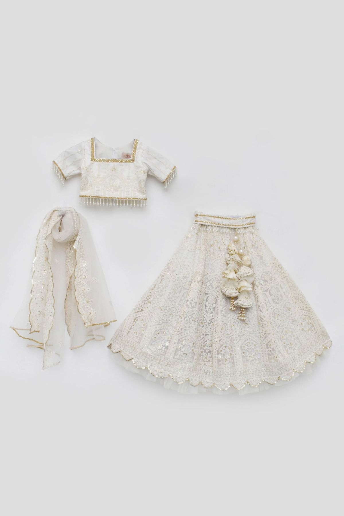 Ivory Embroidered Lehenga Choli with Dupatta