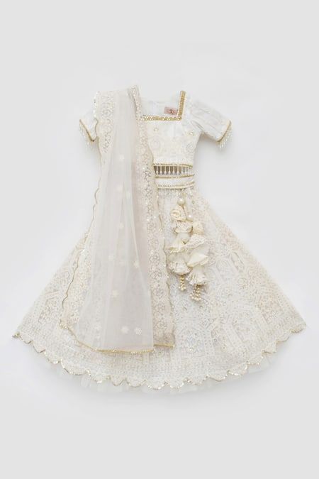 Ivory Embroidered Lehenga Choli with Dupatta
