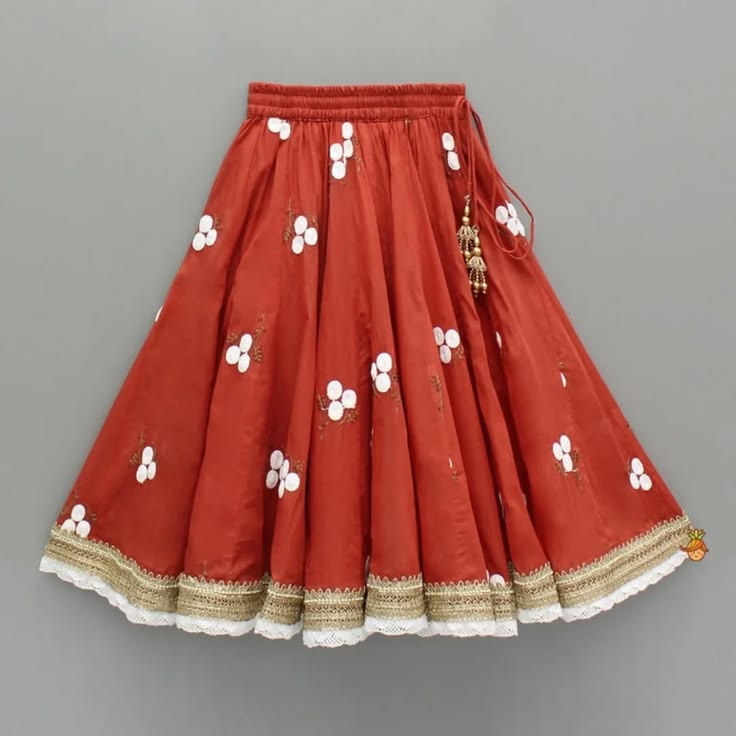 Rust Orange Embroidered Lehenga Set