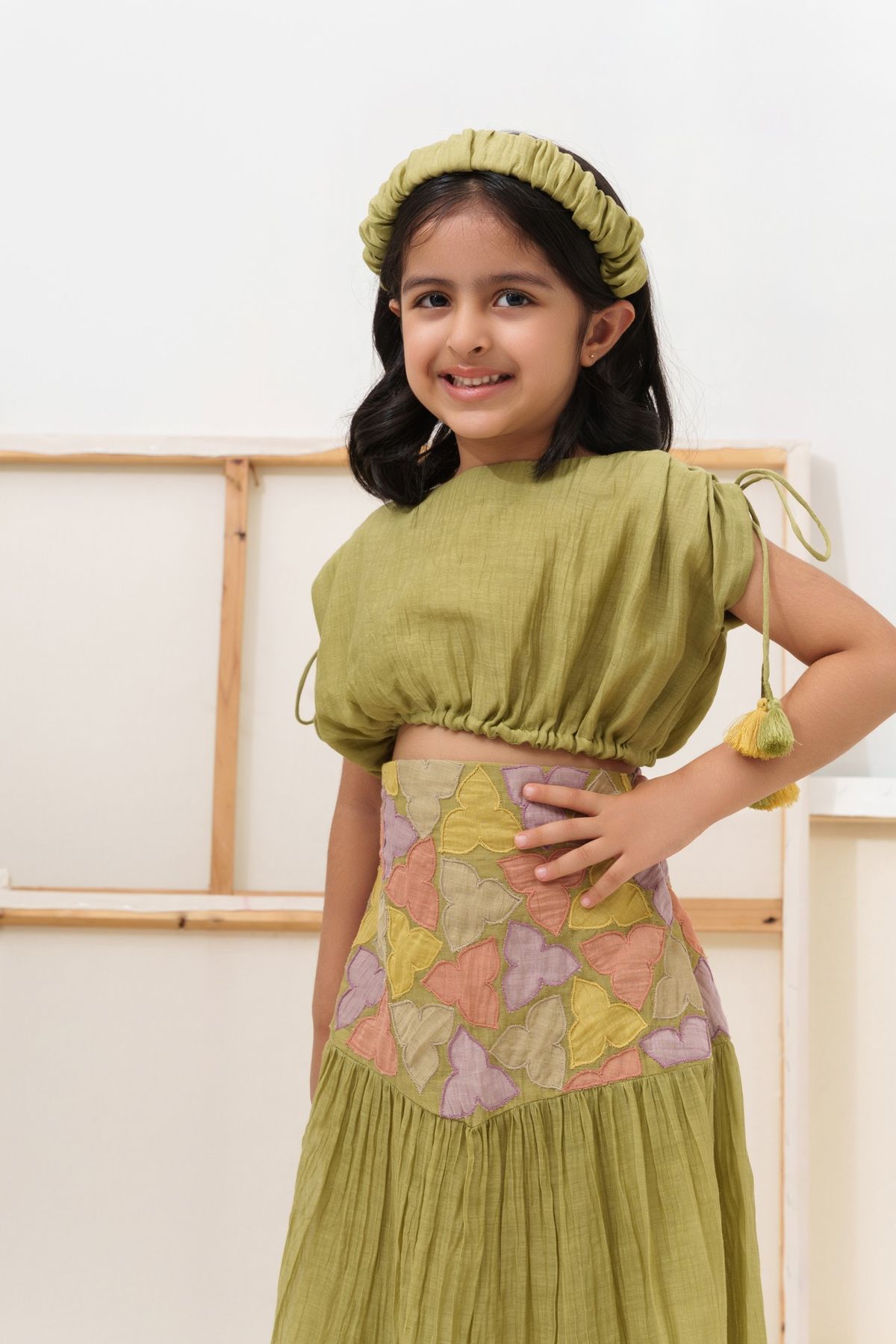 Lime Green Floral Lehenga Set