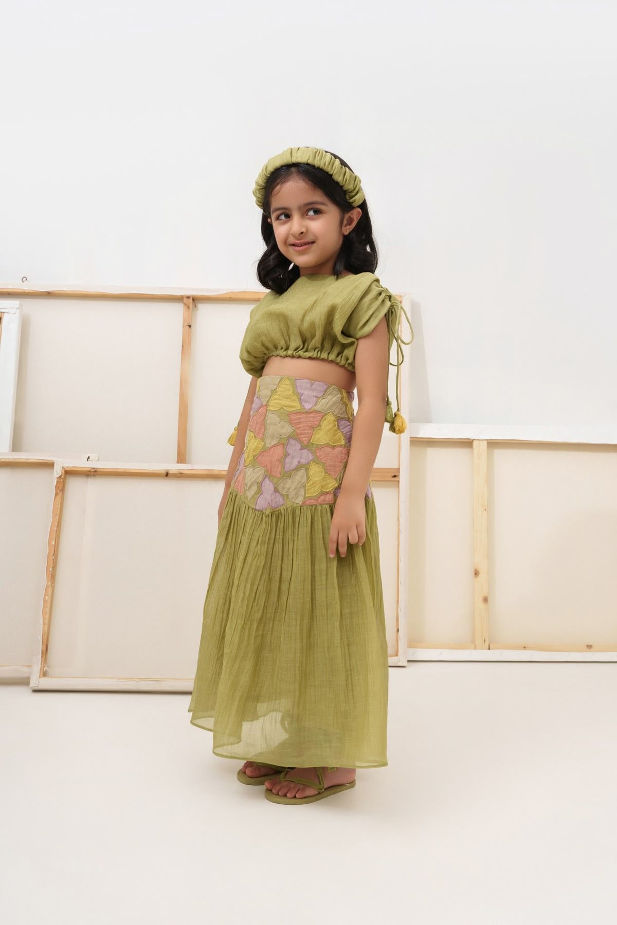 Lime Green Floral Lehenga Set