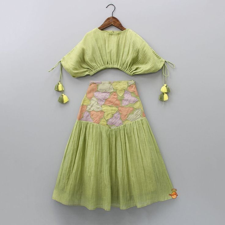 Lime Green Floral Lehenga Set