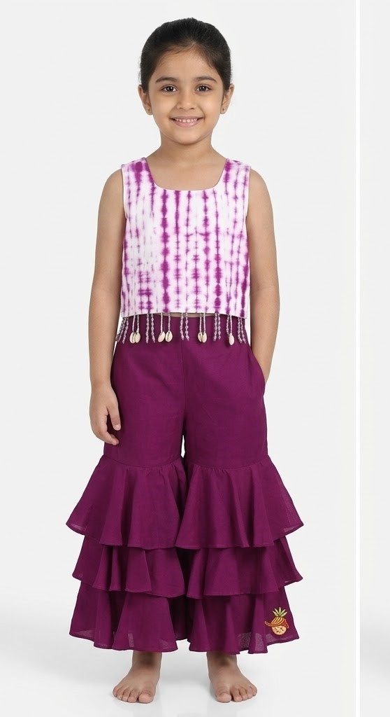 Pink Tie-Dye Top & Tiered Skirt Set