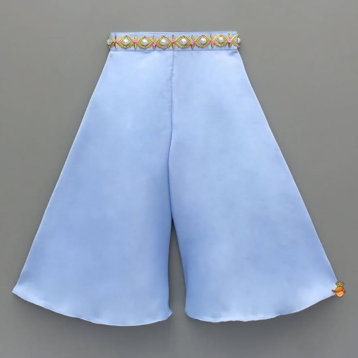 Ice Blue Draped Top & Palazzo Set