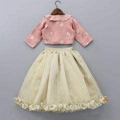 Blush Pink Embroidered Skirt & Jacket Set