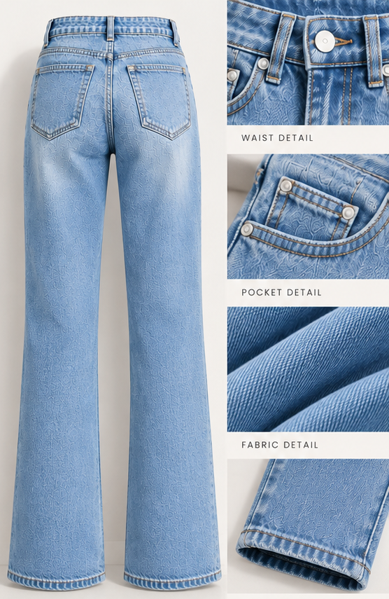 Women Powder Blue Wide Leg Jeans