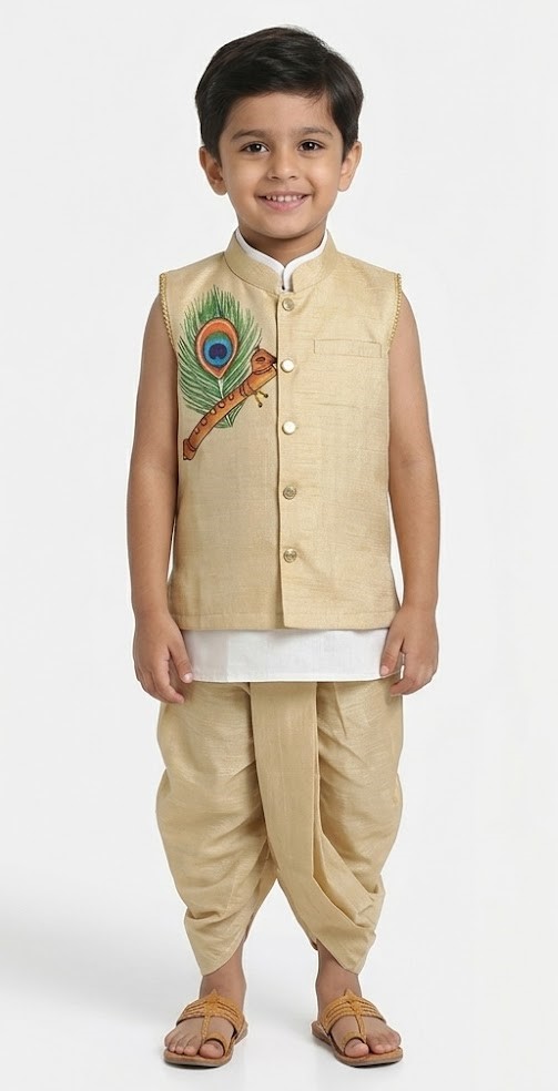 Beige Printed Kurta & Pajama Set