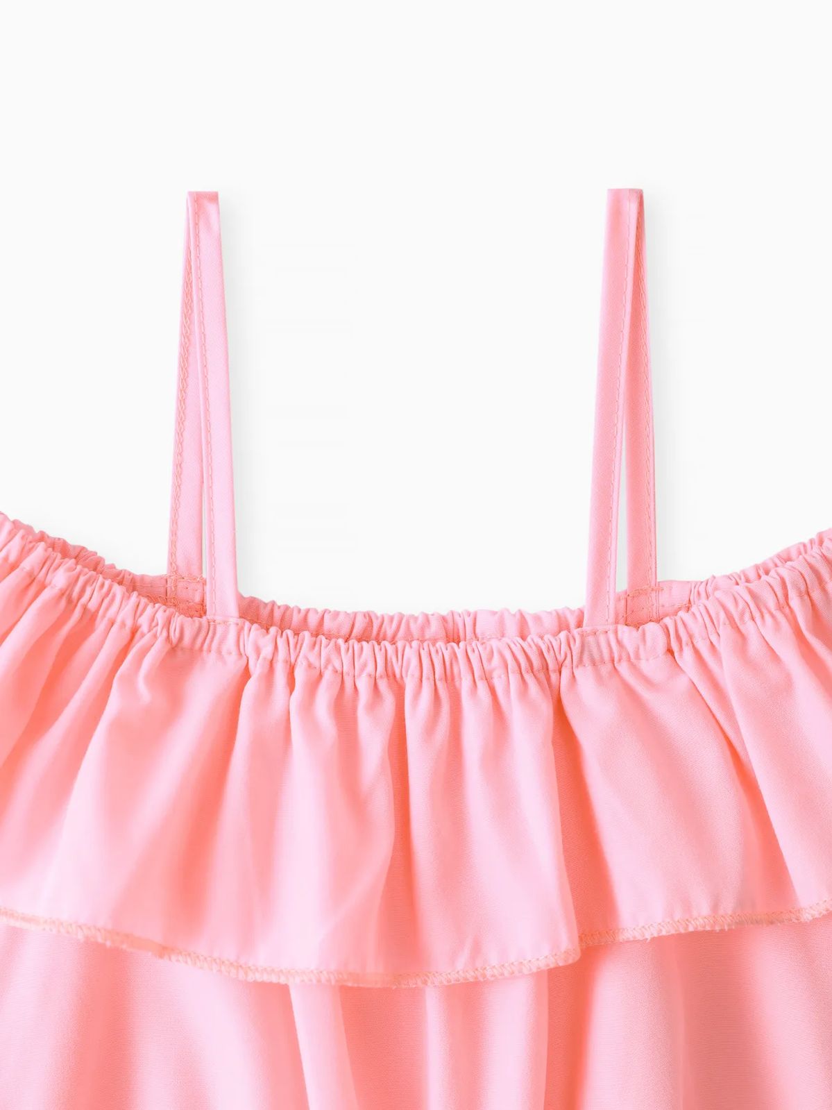 Girls Pastel Pink Off-Shoulder Flounce Top & Shorts Set