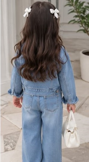 Girls 3-Piece Denim Jacket, Smocked Top & Jeans Set