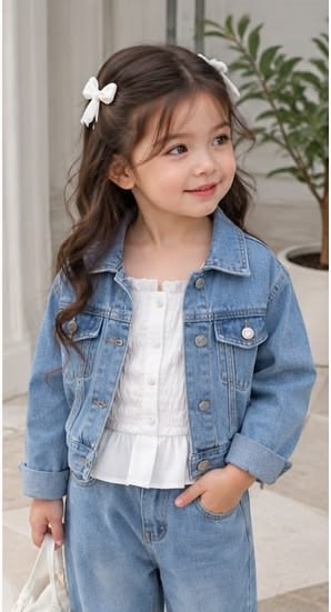 Girls 3-Piece Denim Jacket, Smocked Top & Jeans Set