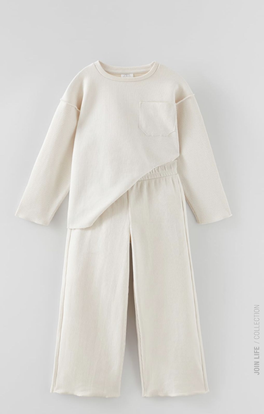 Girls Oatmeal Ribbed Hoodie & Flare Leggings Lounge Set