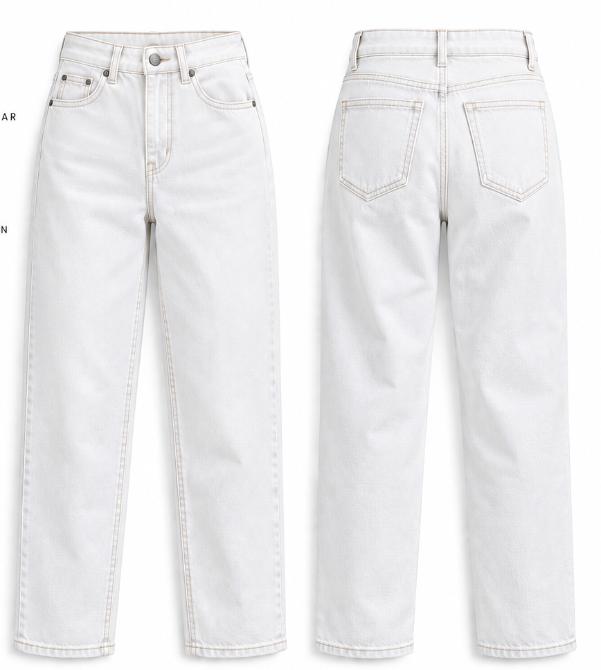 Women Snow White Straight Flare Jeans