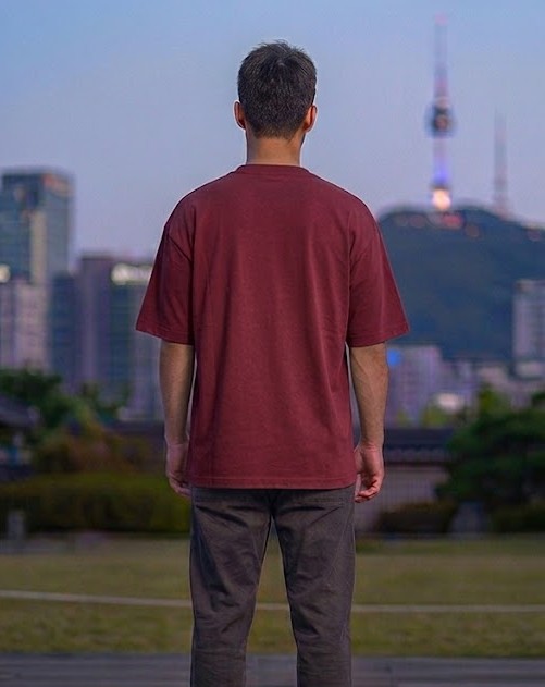 Men's Heavyweight Oversized Cotton T-Shirt - Crimson Burgundy