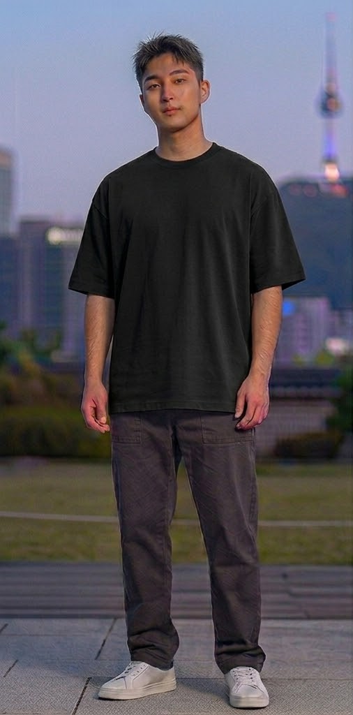 Men's Heavyweight Oversized Cotton T-Shirt - Pitch Black
