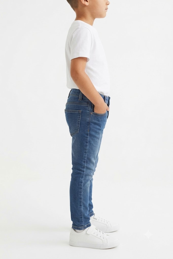 Kids Mid-Blue Classic Regular Fit Stretch Jeans