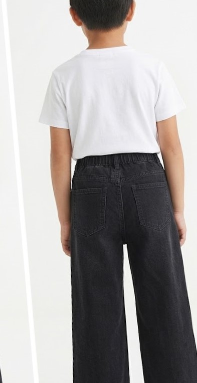 Kids Washed Black Drawstring Waist Relaxed Jeans