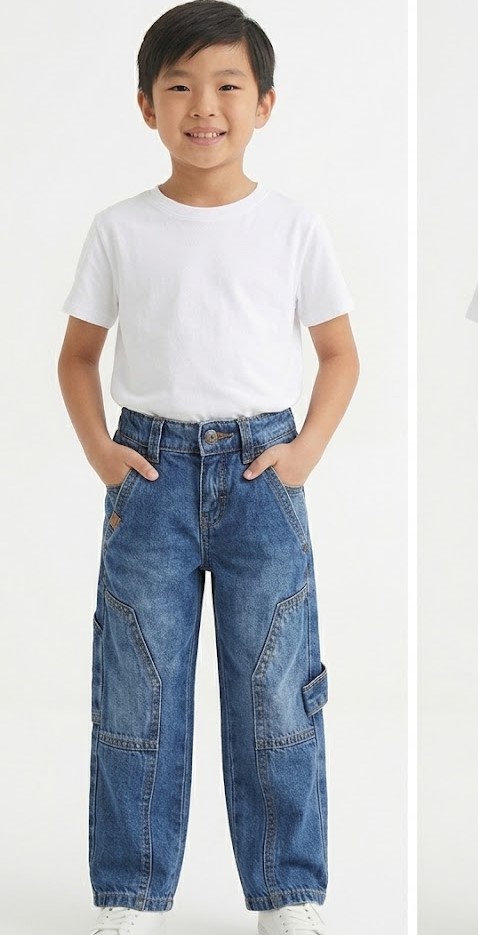 Kids Mid-Wash Denim Carpenter Utility Jeans