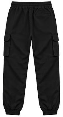 Men's Urban Streetwear Graphic Cargo Joggers - Pitch Black