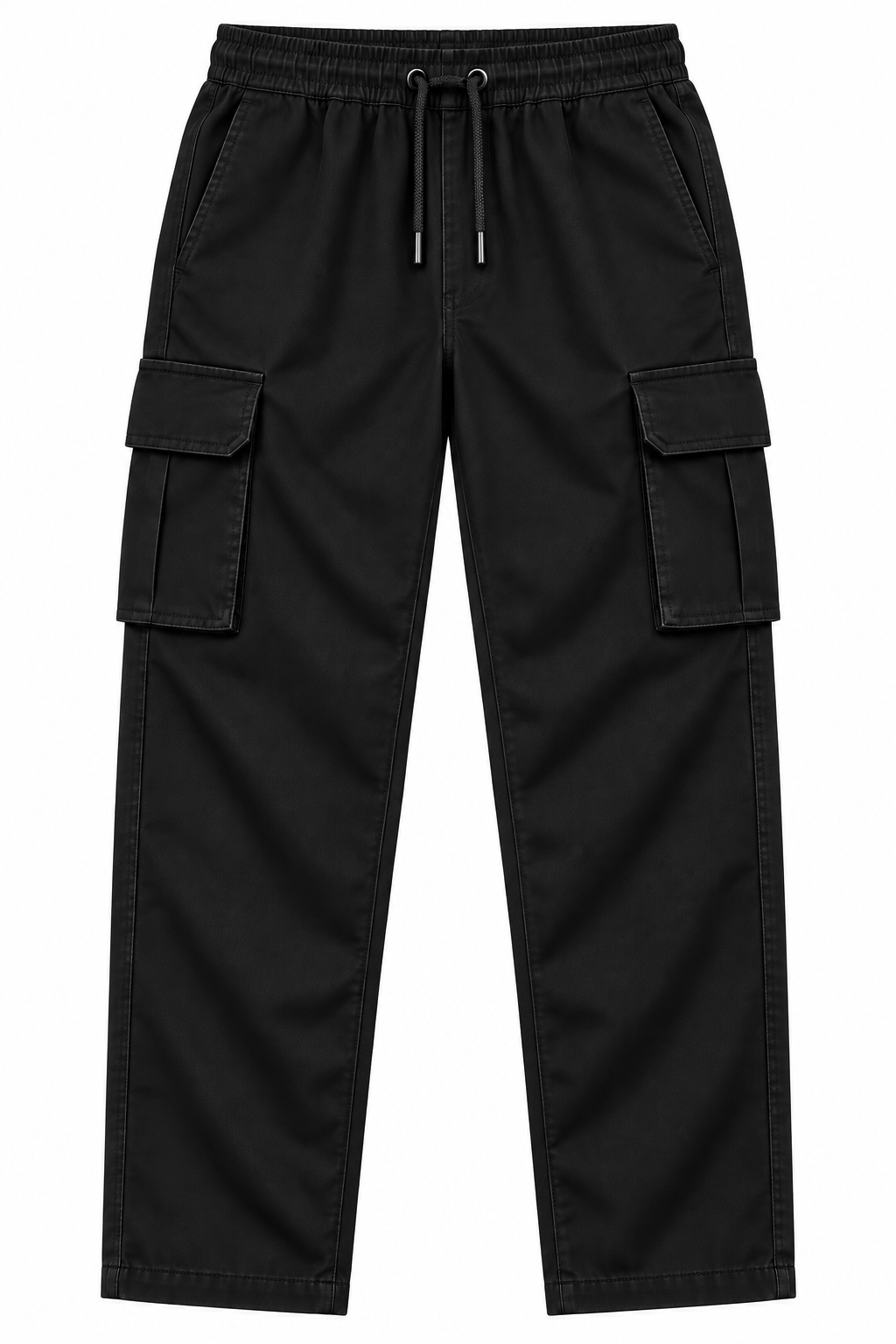 Men's Relaxed Straight-Fit Cargo Trackpants - Jet Black