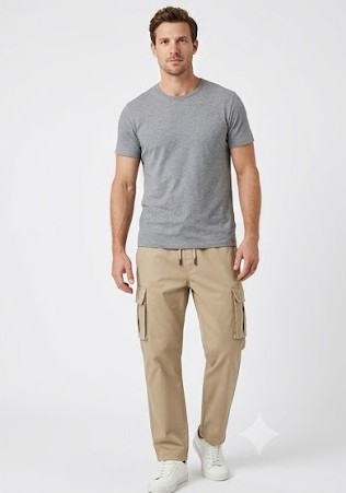 Men's Relaxed Straight-Fit Cargo Trackpants - Sand Khaki