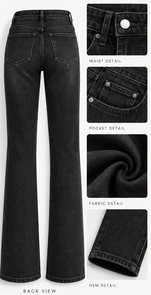 Women Charcoal Black Flare Jeans