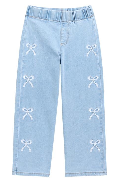 Girls Coquette Embroidered Bow Pull-On Jeggings