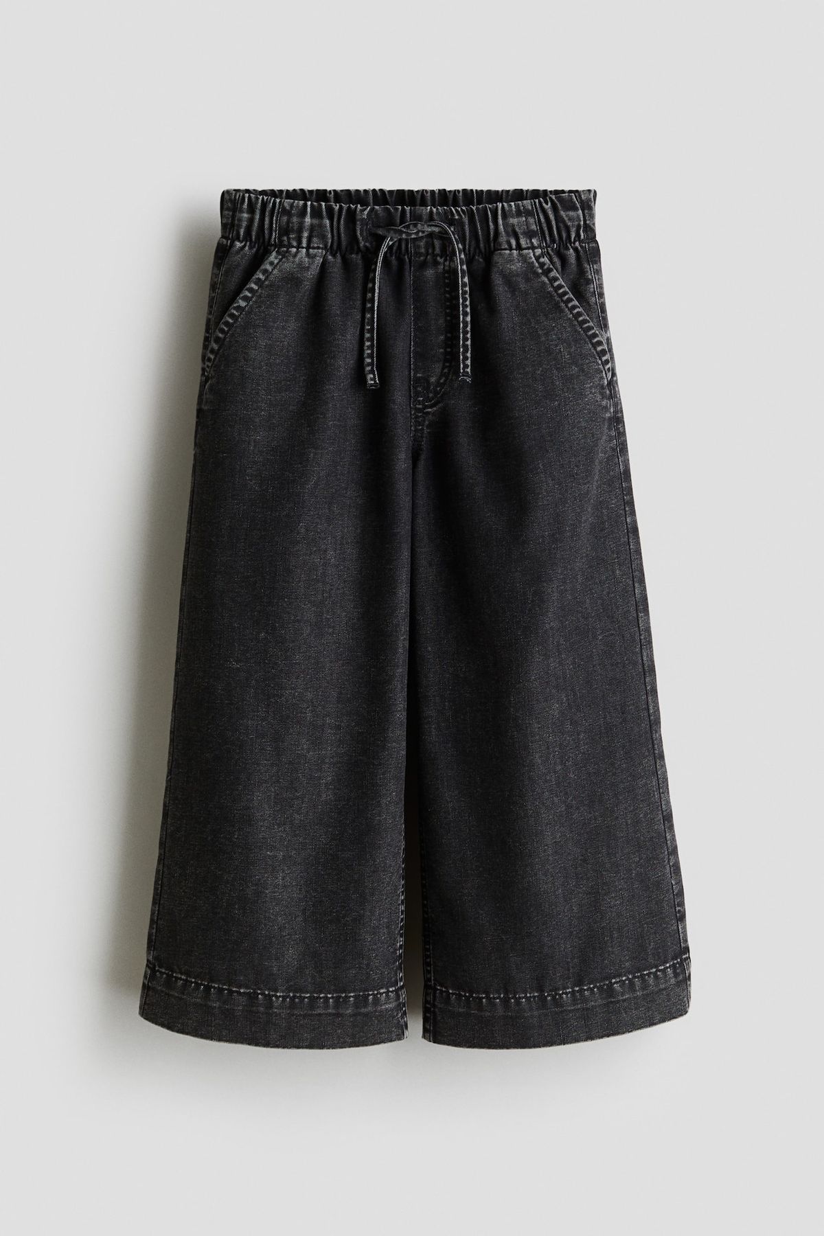 Kids Washed Black Wide-Leg Denim Palazzos