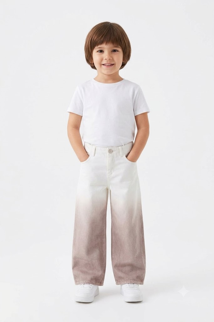 Kids Dip-Dye Ombre Wide-Leg Denim Trousers