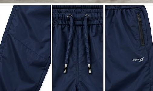 Men's Bungee-Hem Windbreaker Trackpants - Nautical Navy
