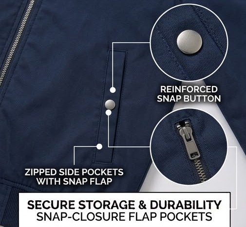 Men's Classic Cotton Twill Bomber Jacket - Deep Navy
