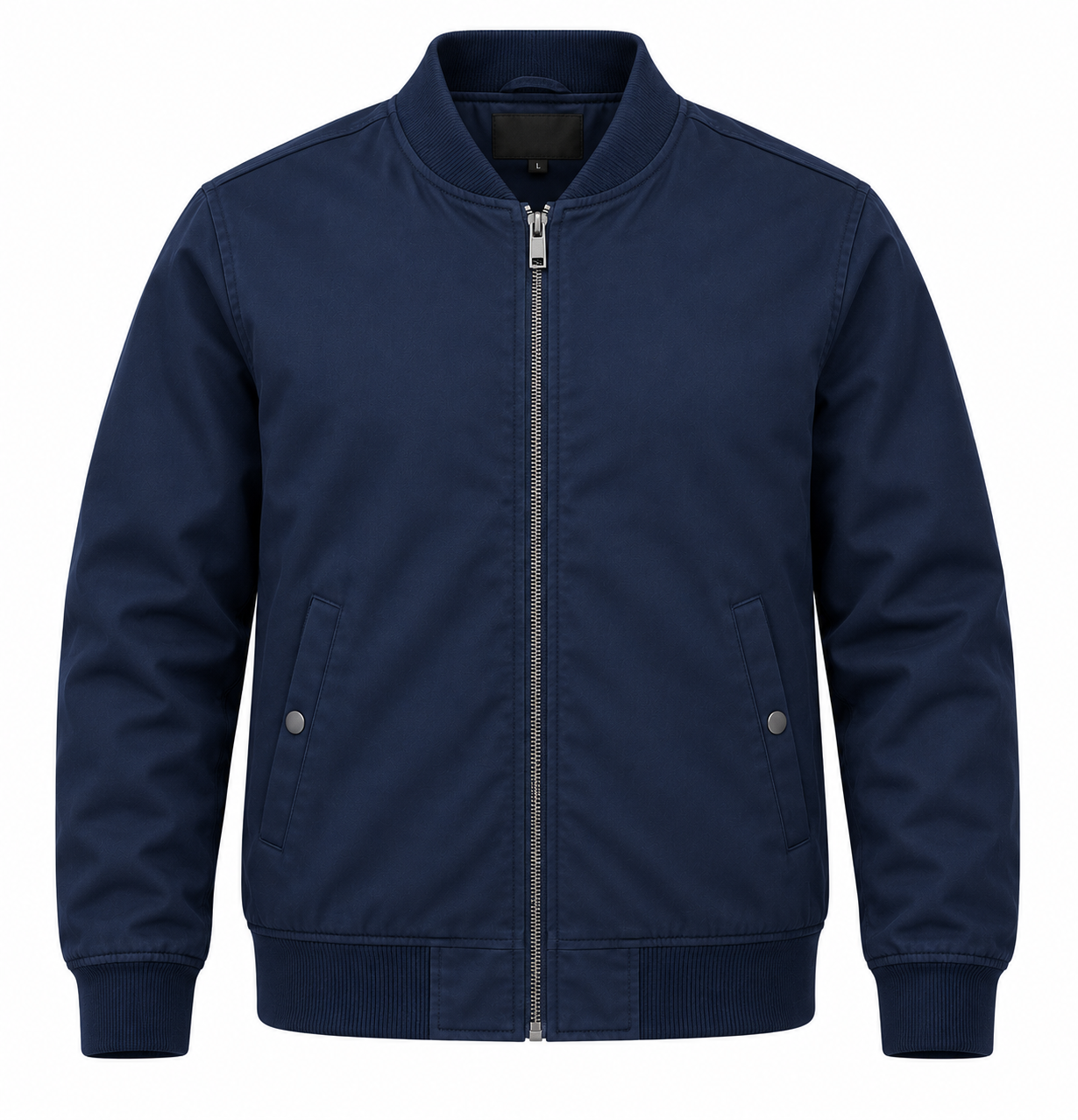 Men's Classic Cotton Twill Bomber Jacket - Deep Navy