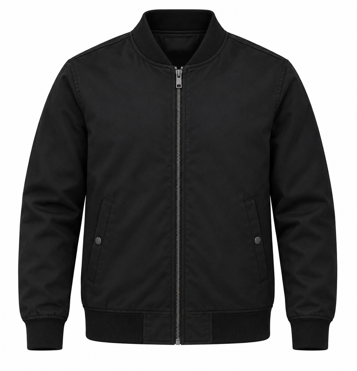 Men's Classic Cotton Twill Bomber Jacket - Pitch Black