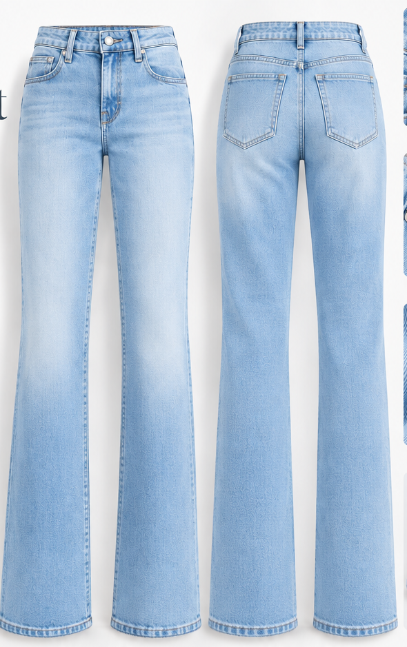 Women Dark Wash Wide Flare Jeans