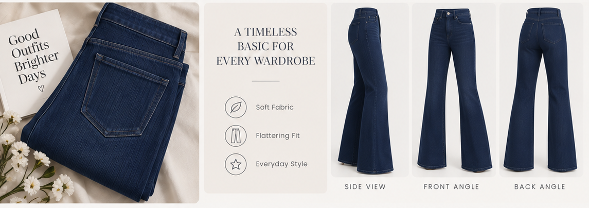 Women Jet Black Textured Flare Jeans
