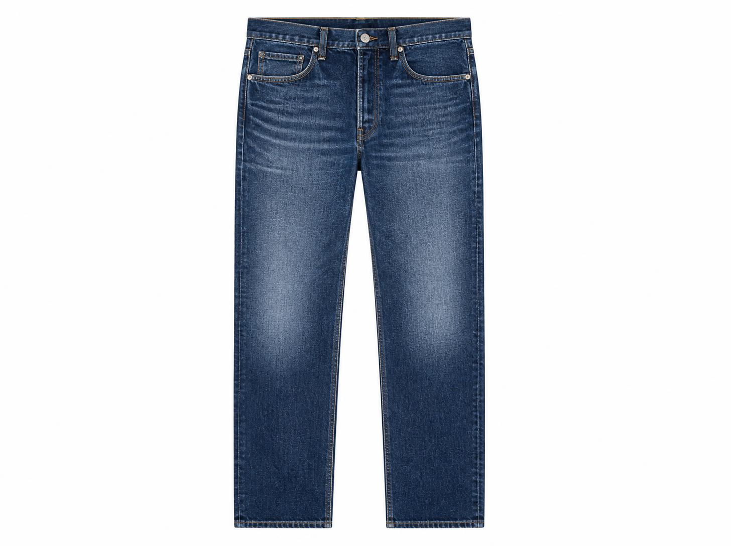Men's Classic Straight Fit Whiskered Jeans - Indigo Blue