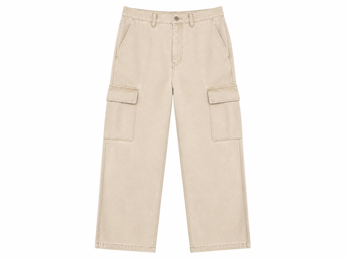 Men's Relaxed Fit Utility Cargo Jeans - Sand Beige