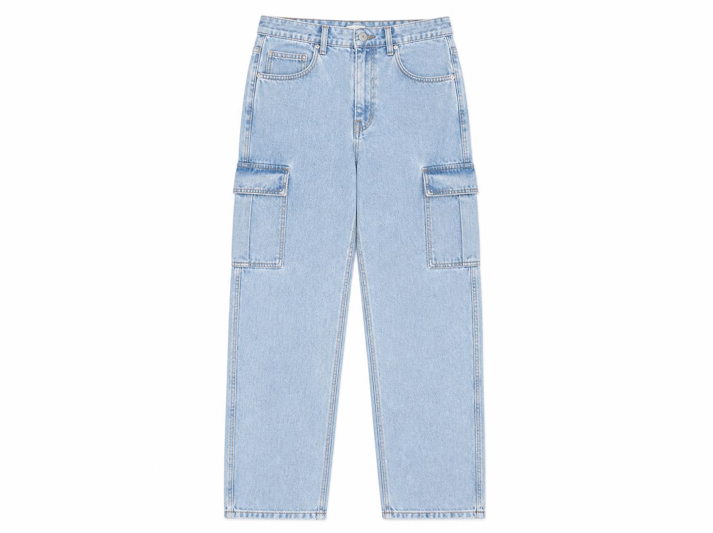 Men's Relaxed Fit Utility Cargo Jeans - Ice Blue Wash