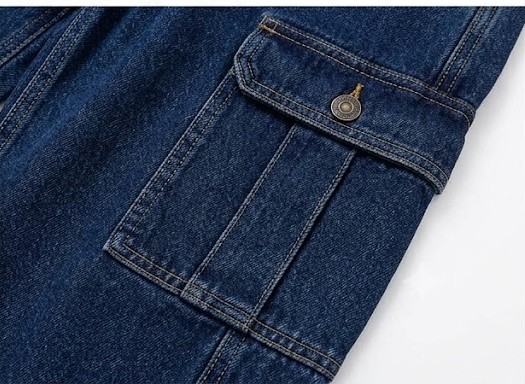 Men's Relaxed Fit Utility Cargo Jeans - Mid Blue Stonewash