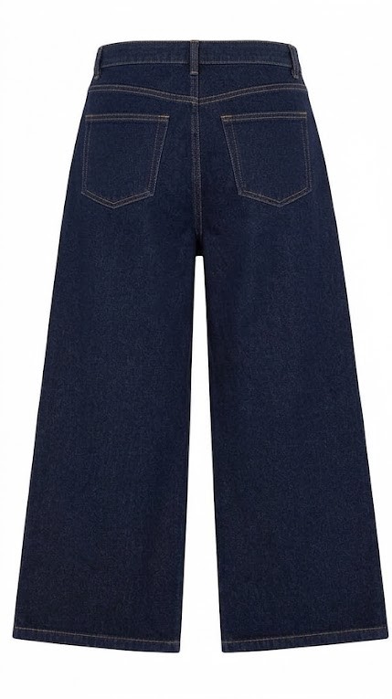 Men's Baggy Wide-Leg Skater Jeans - Raw Deep Indigo