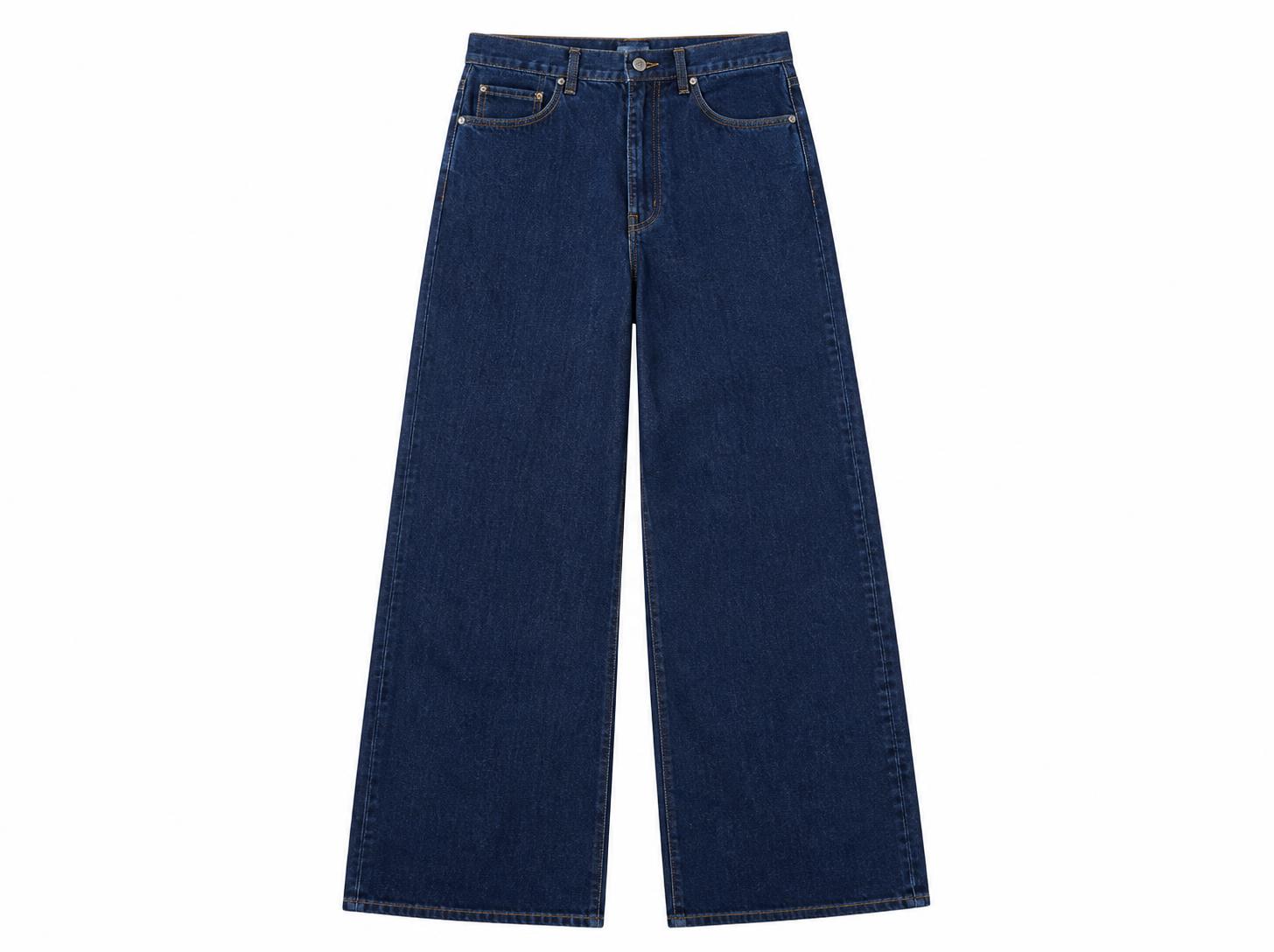 Men's Relaxed Wide-Leg Skater Jeans - Classic Mid Blue