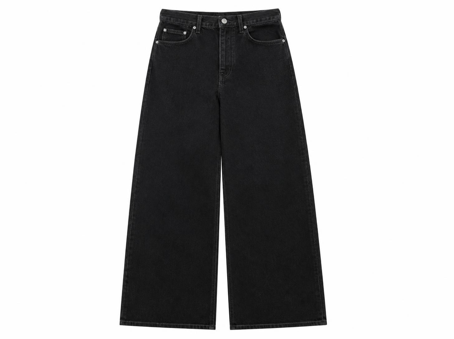 Men's Baggy Wide-Leg Skater Jeans - Washed Black