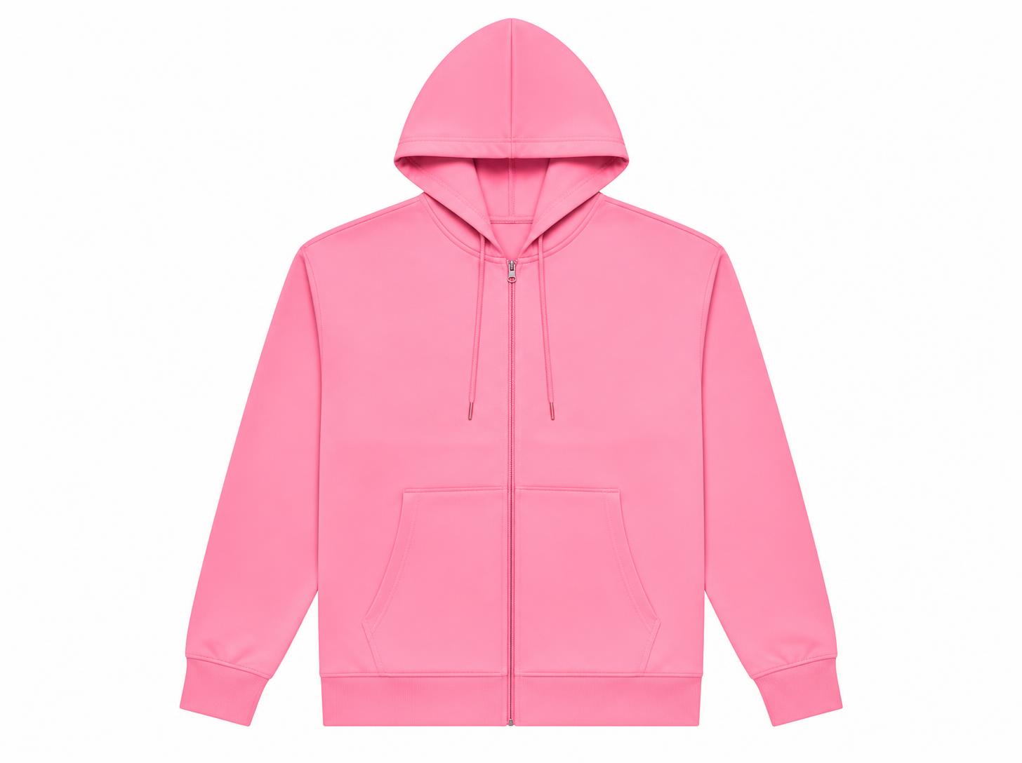 Men's Full-Zip Thermal Fleece Hooded Sweatshirt - Candy Pink