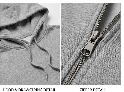 Men's Full-Zip Thermal Fleece Hooded Sweatshirt - Heather Grey