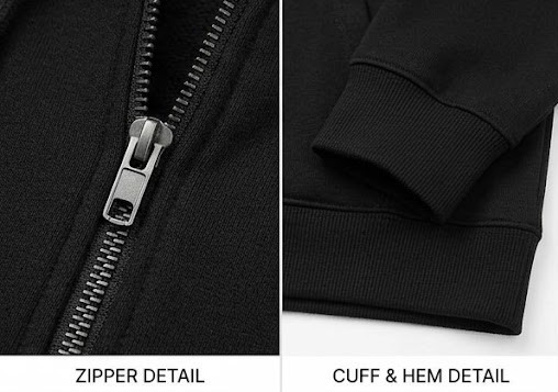 Men's Full-Zip Thermal Fleece Hooded Sweatshirt - Pitch Black