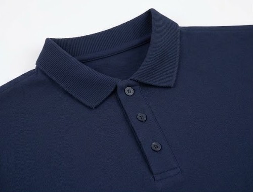 Men's Collared Polo Fleece Sweatshirt - Deep Navy