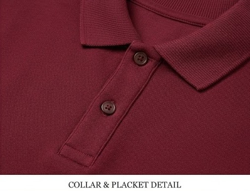 Men's Collared Polo Fleece Sweatshirt - Crimson Burgundy