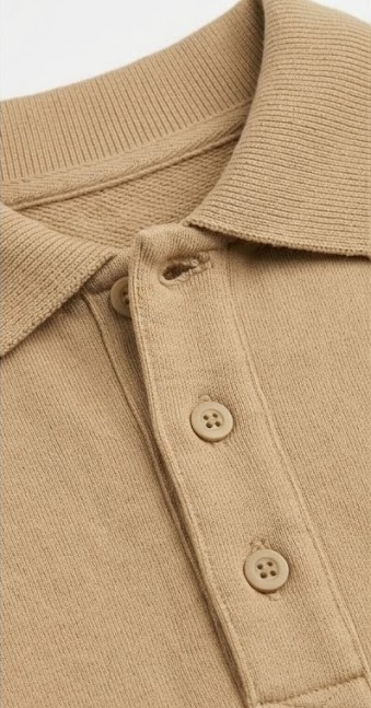 Men's Collared Polo Fleece Sweatshirt - Sand Tan